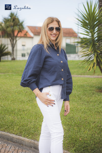 Calça de sarja com botões Ref. 411068