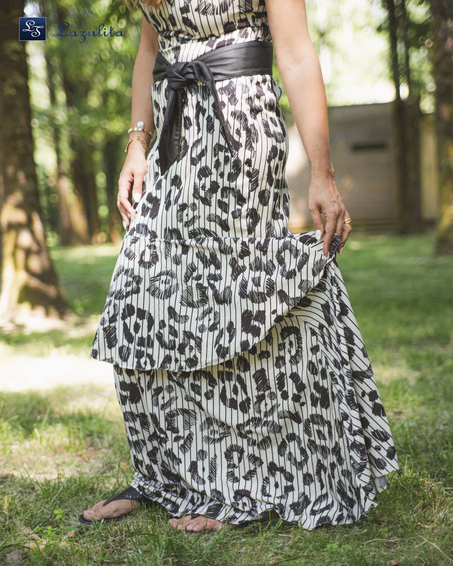 Vestido Longo com cinto. Ref. 7033975