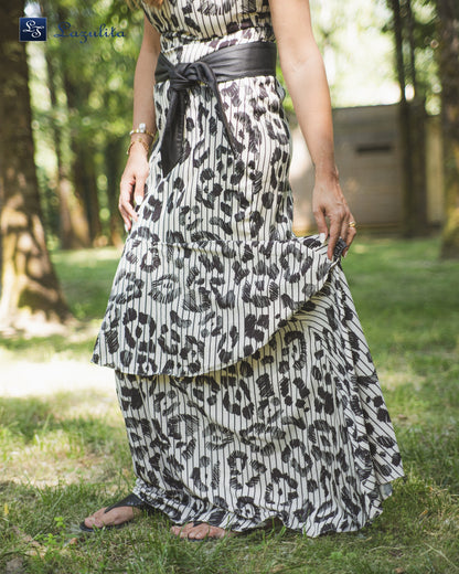 Vestido Longo com cinto. Ref. 7033975