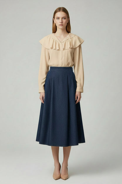 Plain shirt with ruffles