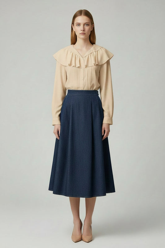 Plain shirt with ruffles
