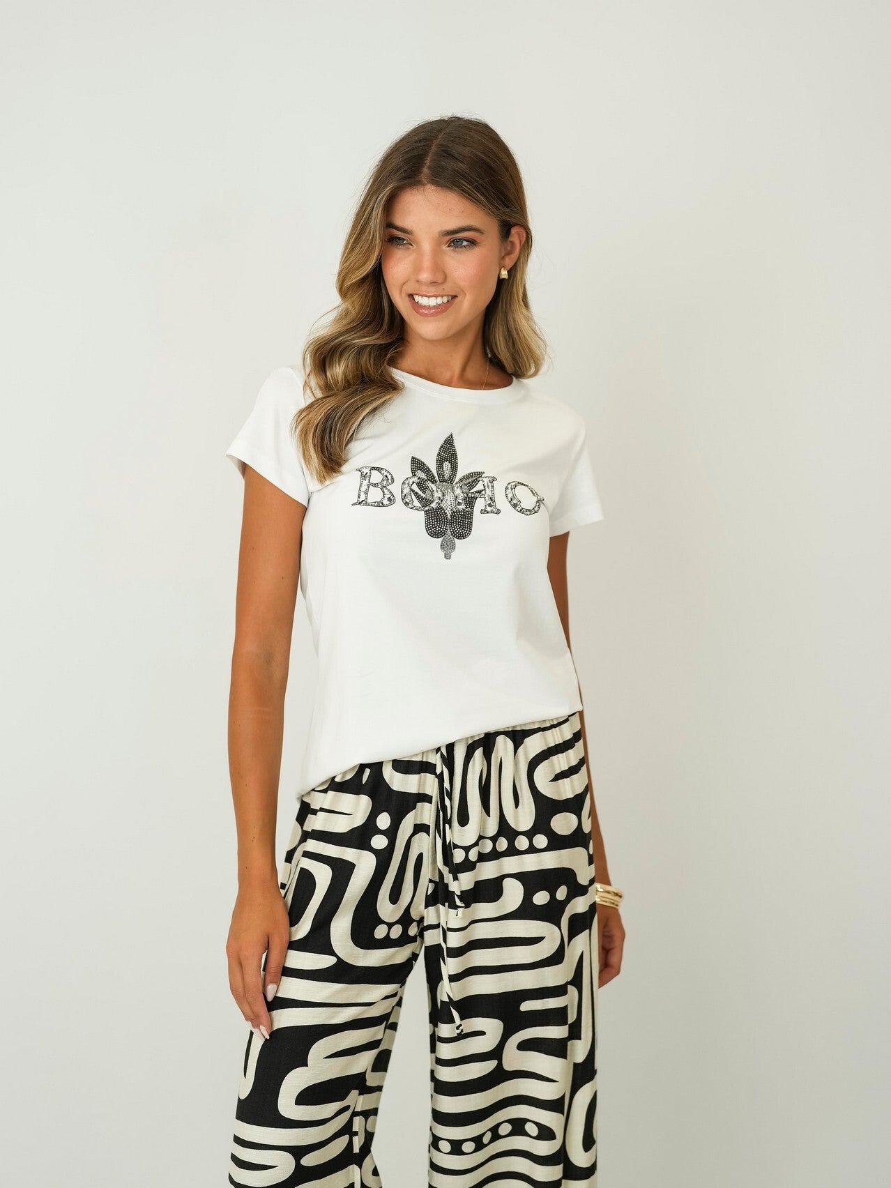 T-shirt básica com padrão Ref. 188063