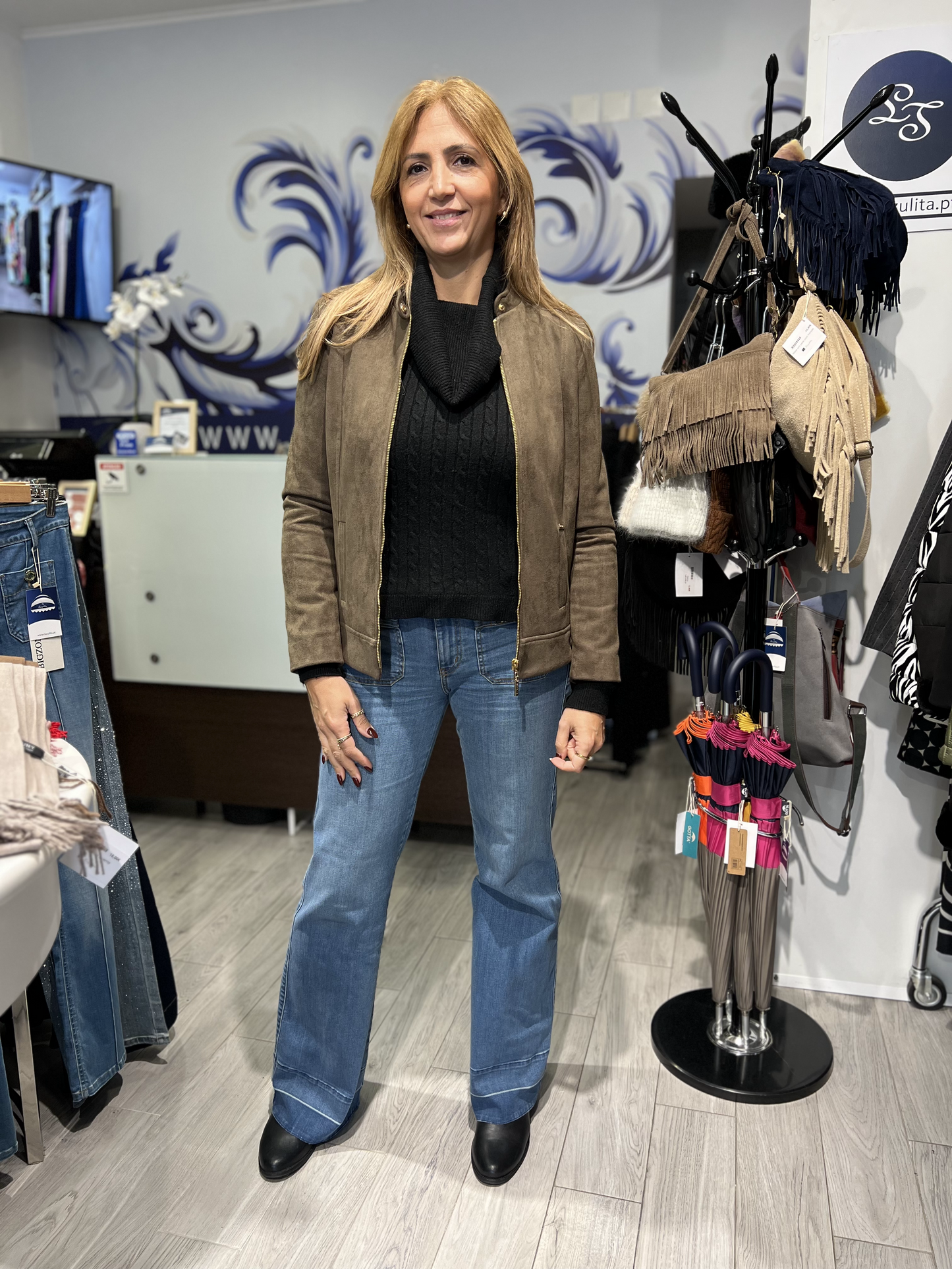 Casaco liso de suede Ref. 376820