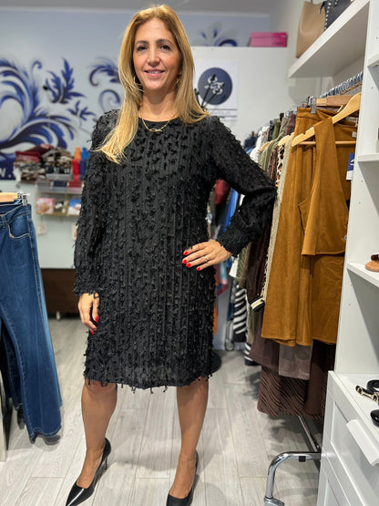 Vestido liso com pormenores Ref.115930