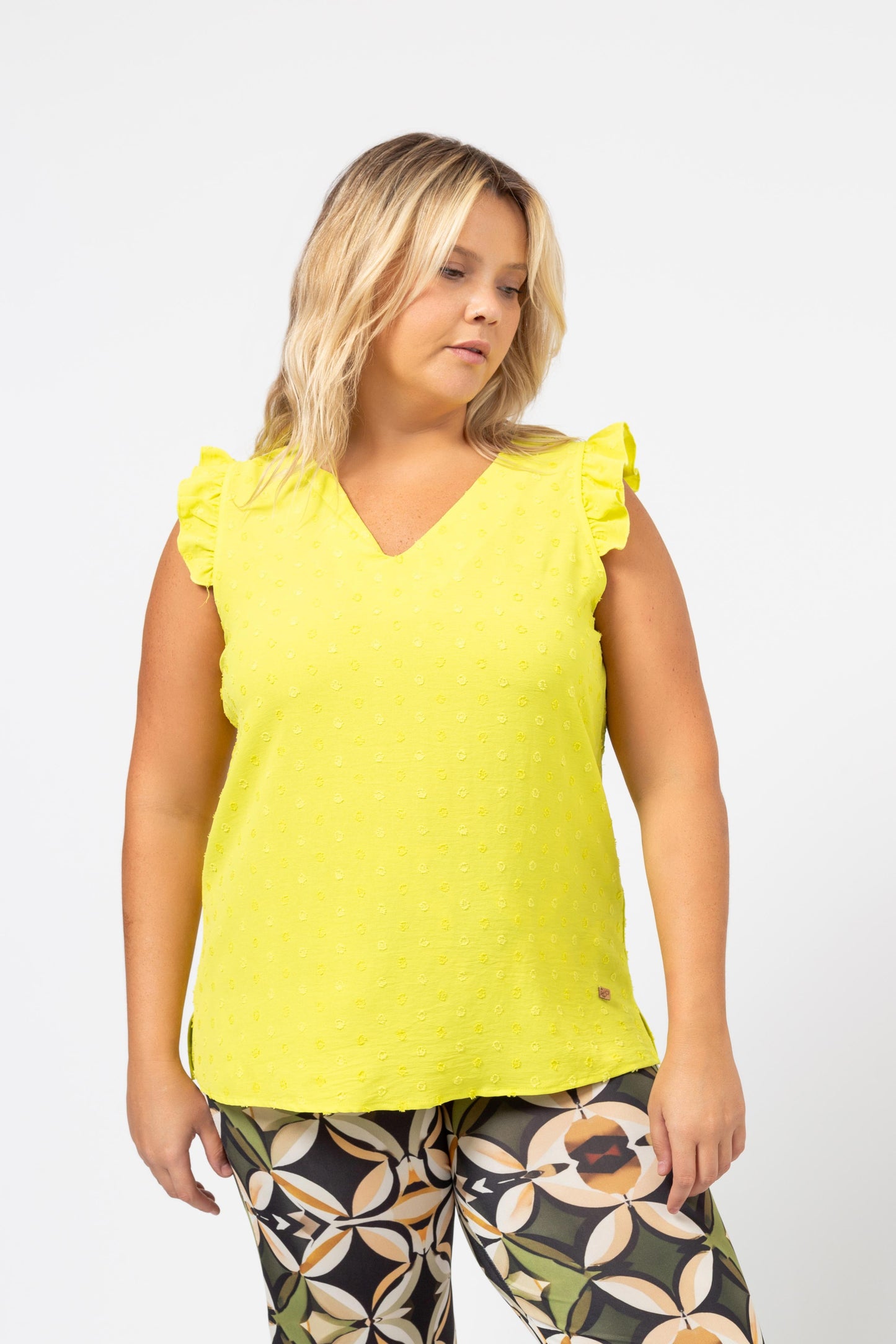 Top liso com folhos Ref. 247027