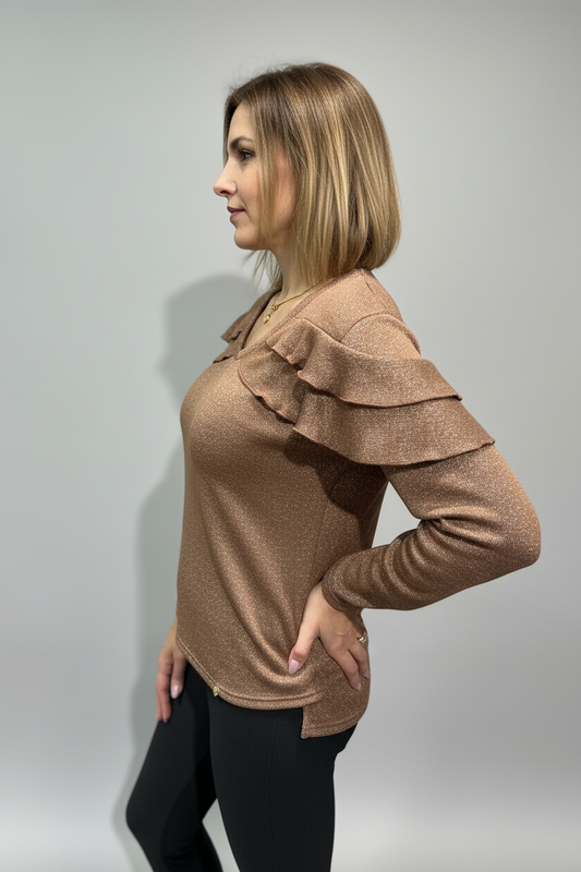 Camisola de malha com folhos