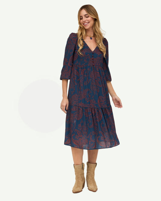 Vestido midi com padrão Ref. 3061401