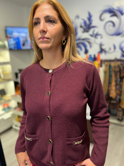 Cardigan liso curto de Lã Ref. 251612