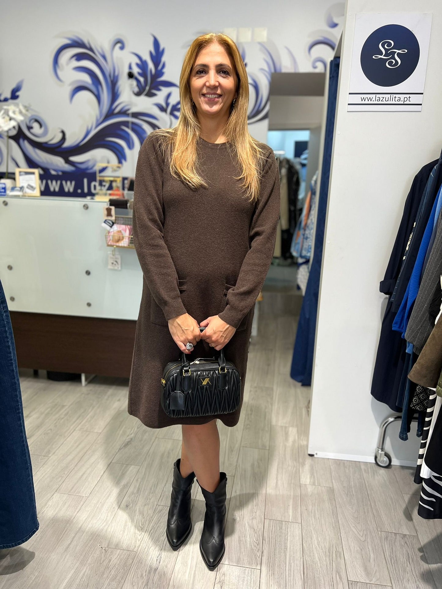 Vestido midi liso de Lã Ref. 251613