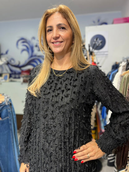 Vestido liso com pormenores Ref.115930