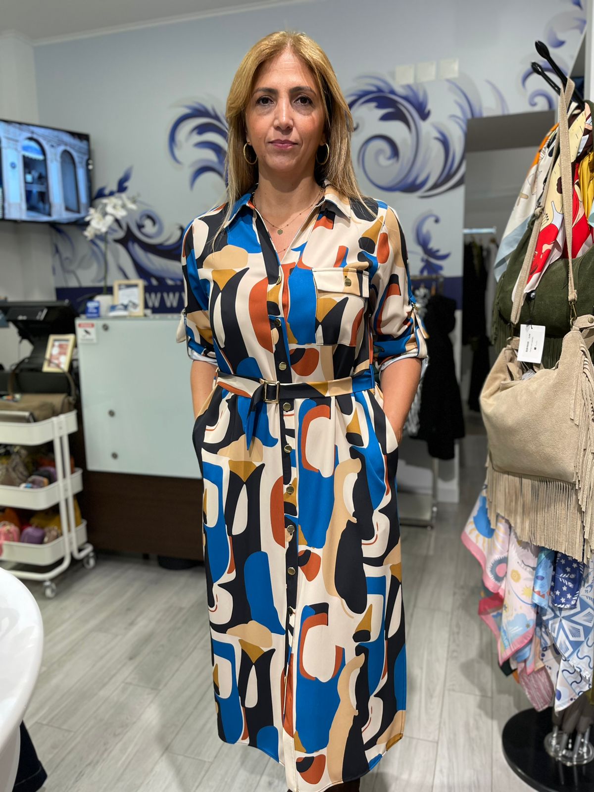 Vestido camiseiro com padrão Ref. 369530