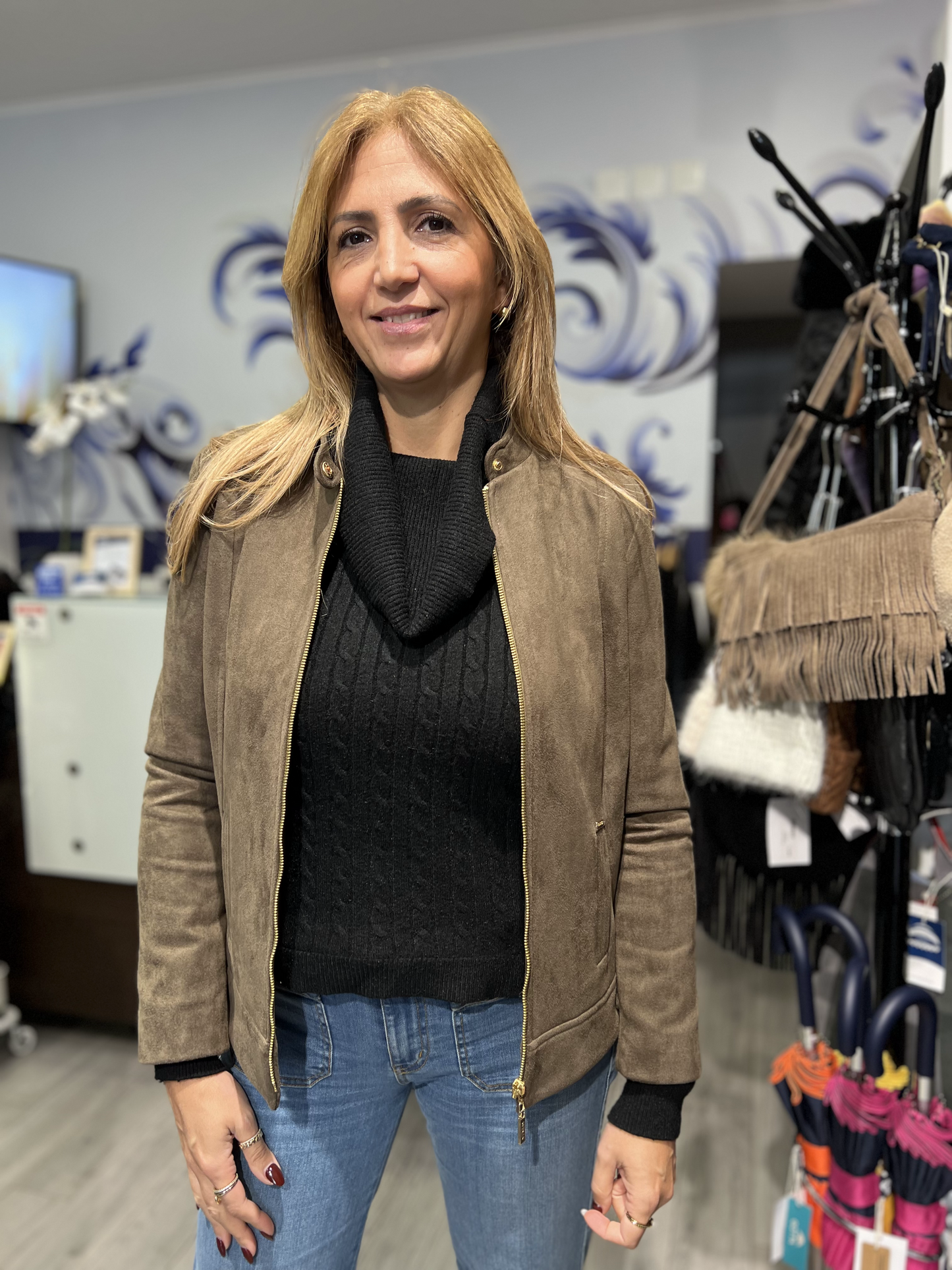 Casaco liso de suede Ref. 376820