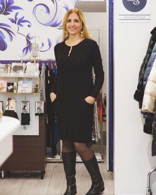 Vestido de malha canelado liso Ref. 2222918