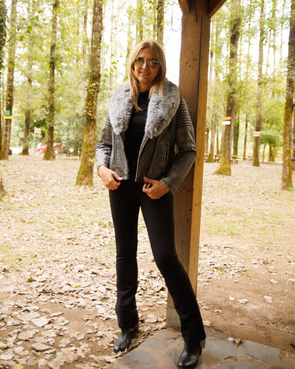 Casaco curto com pelo Ref. 245600