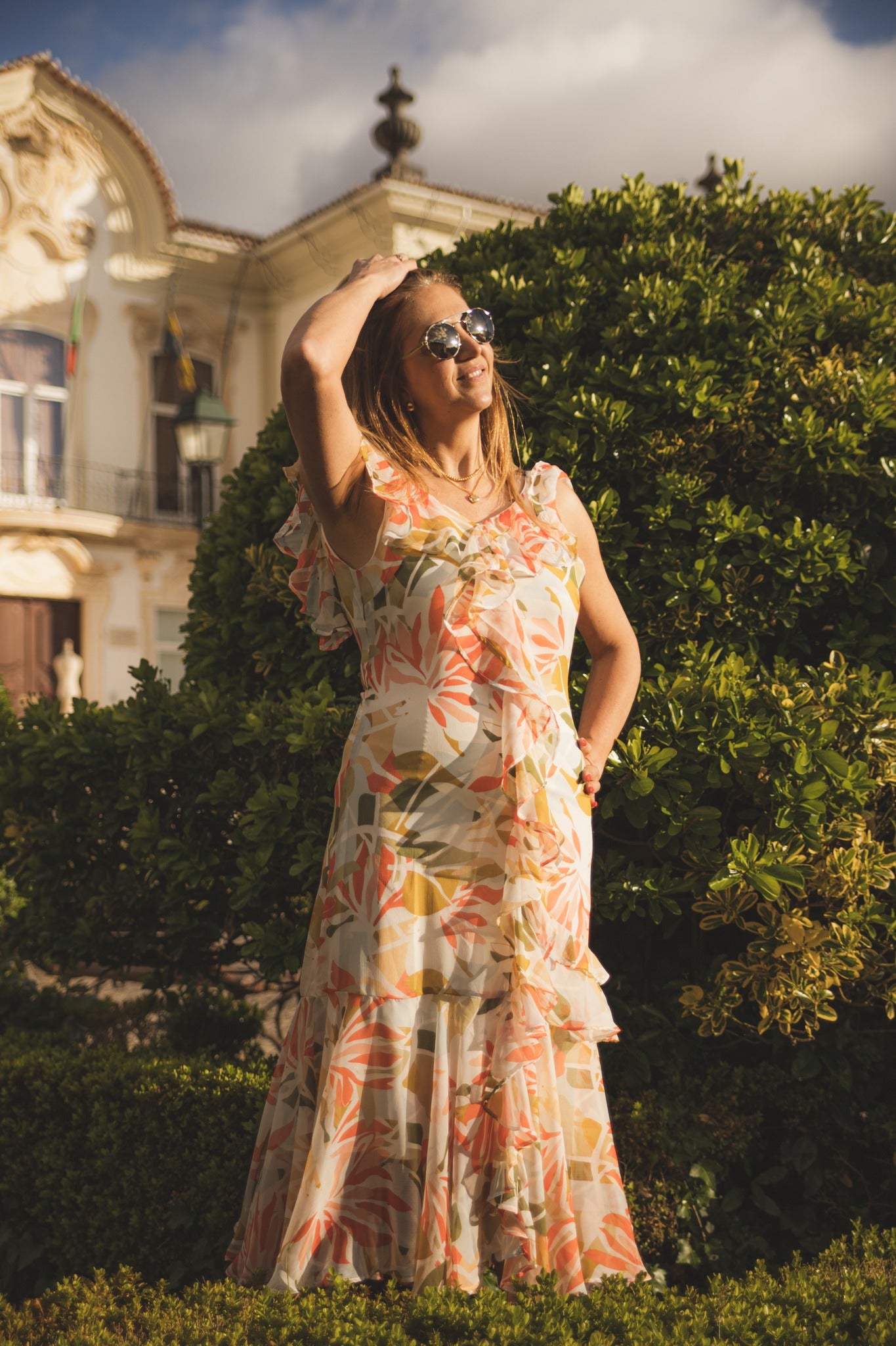 Vestido midi com padrão Ref. 8065099