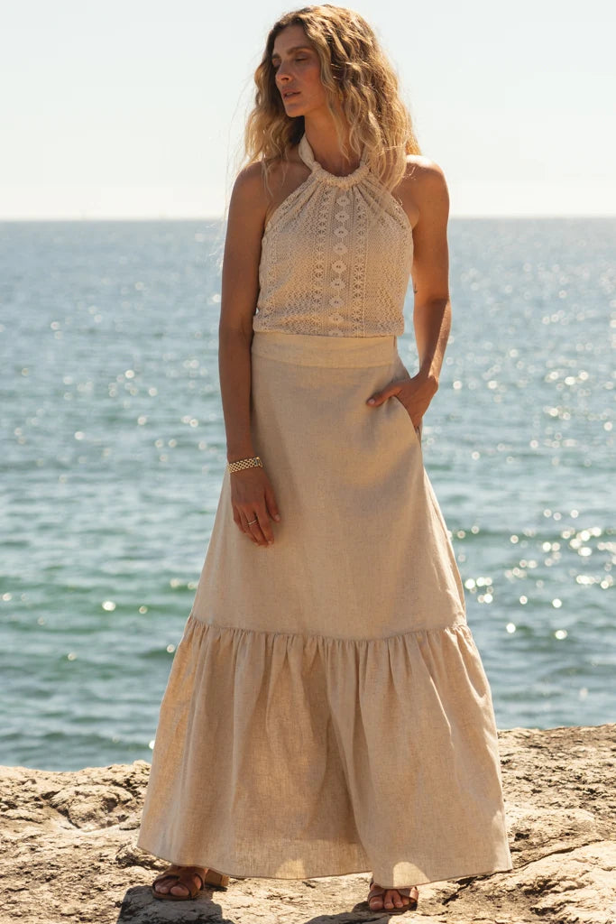 Long linen skirt