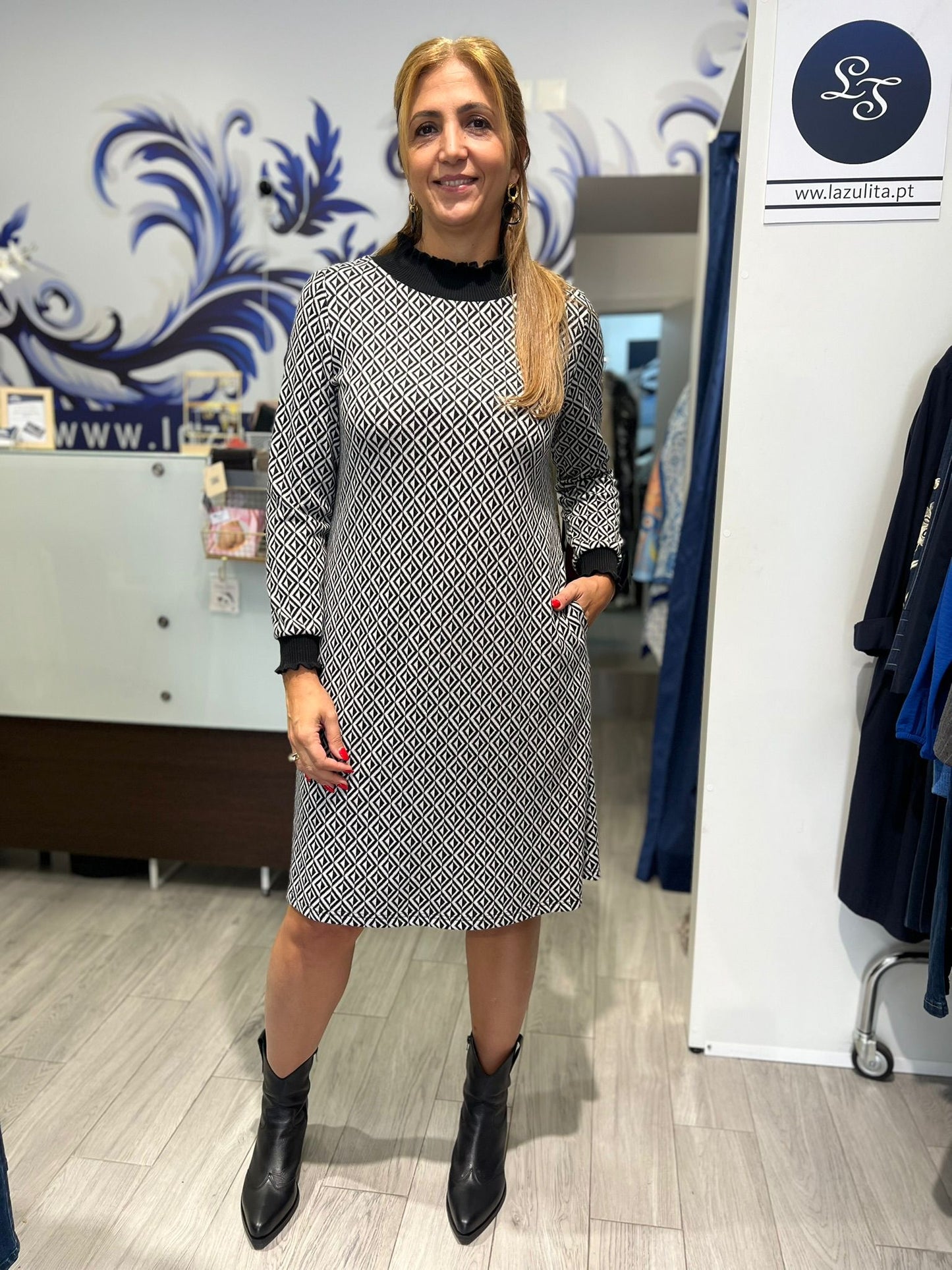 Vestido midi com padrão Ref. 3060241