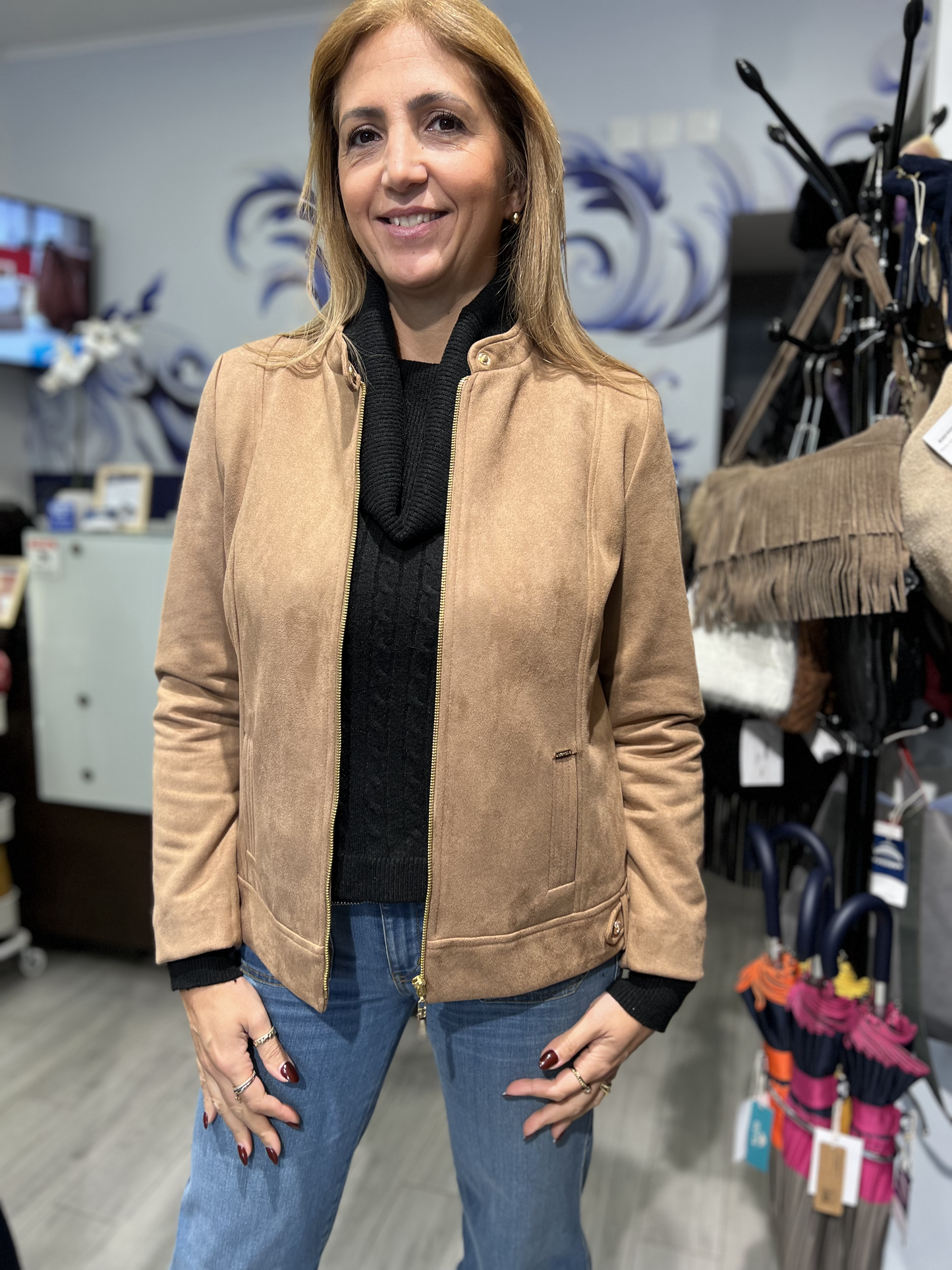 Casaco liso de suede Ref. 376820