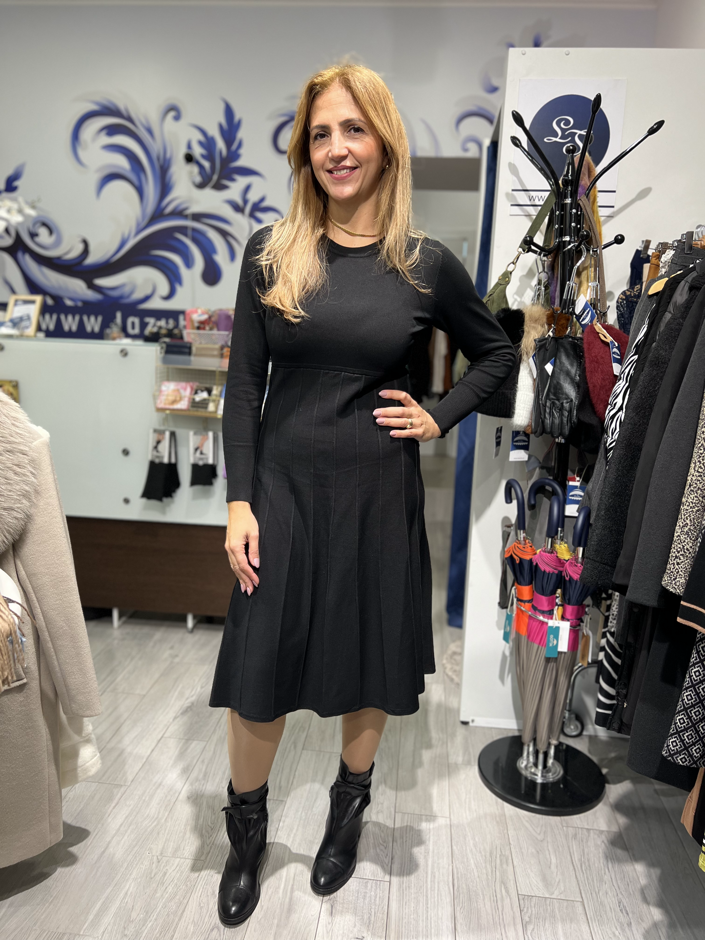 Vestido midi liso de malha Ref. 115931