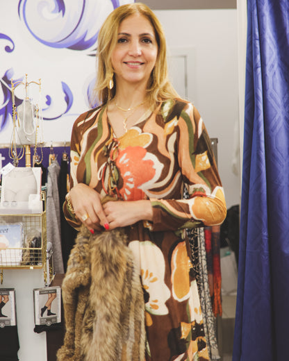 Vestido midi com padrão Ref. 2513631