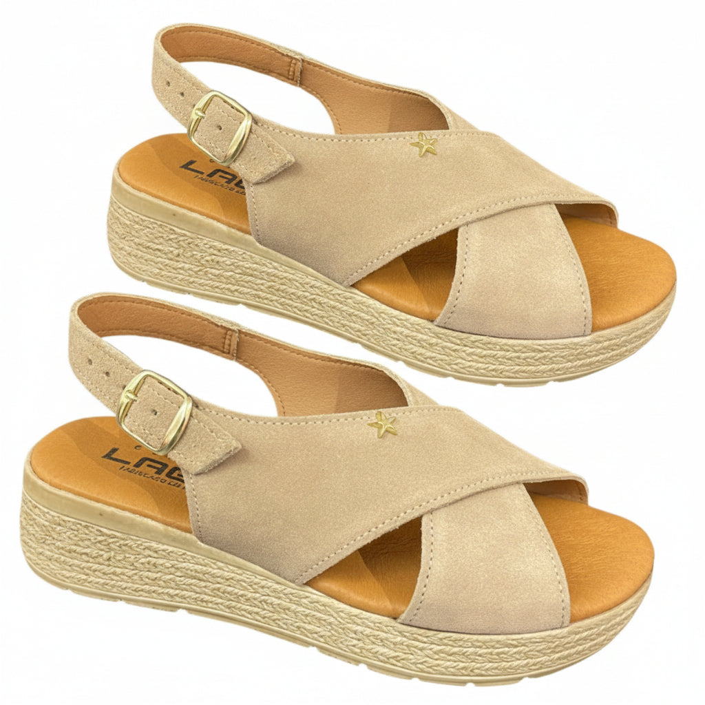 Leather wedge sandals