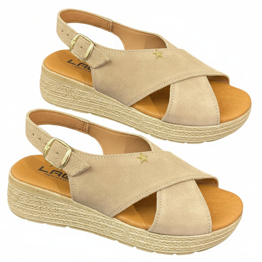 Leather wedge sandals