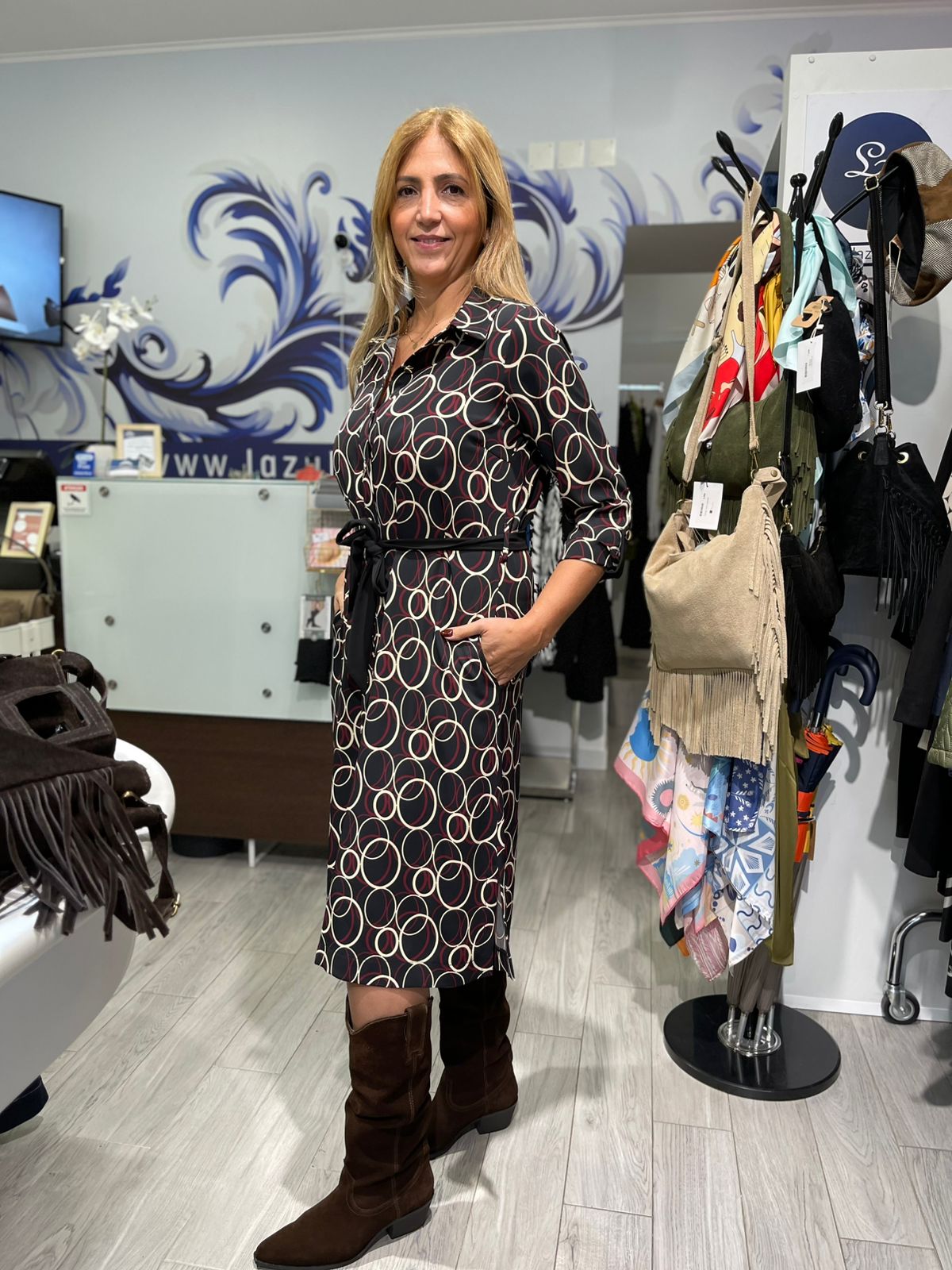 Vestido camiseiro com padrão Ref. 375485