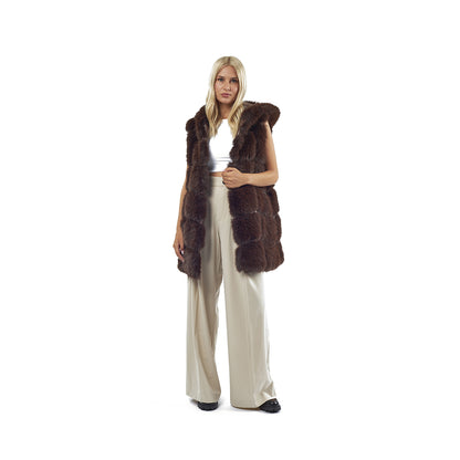 Colete de pelo com carapuço Ref. 71900