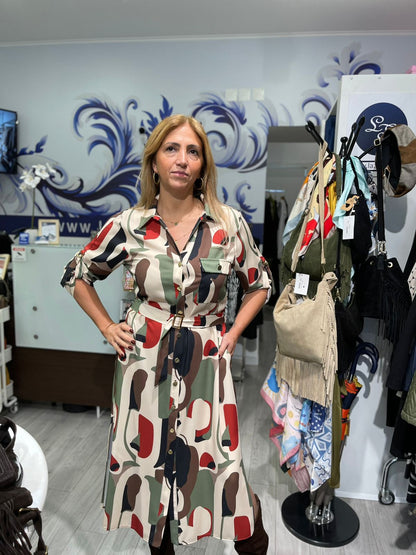 Vestido camiseiro com padrão Ref. 369530