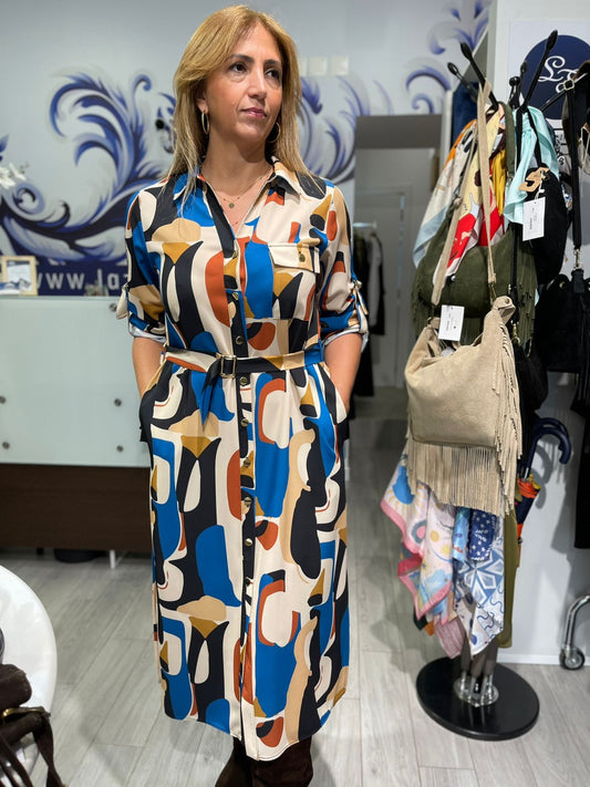 Vestido camiseiro com padrão Ref. 369530