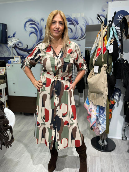 Vestido camiseiro com padrão Ref. 369530