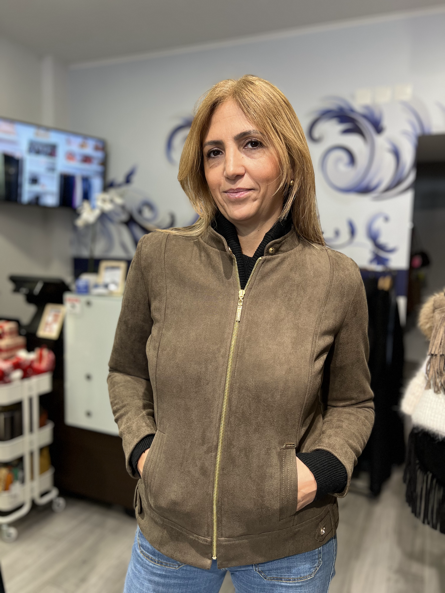 Casaco liso de suede Ref. 376820