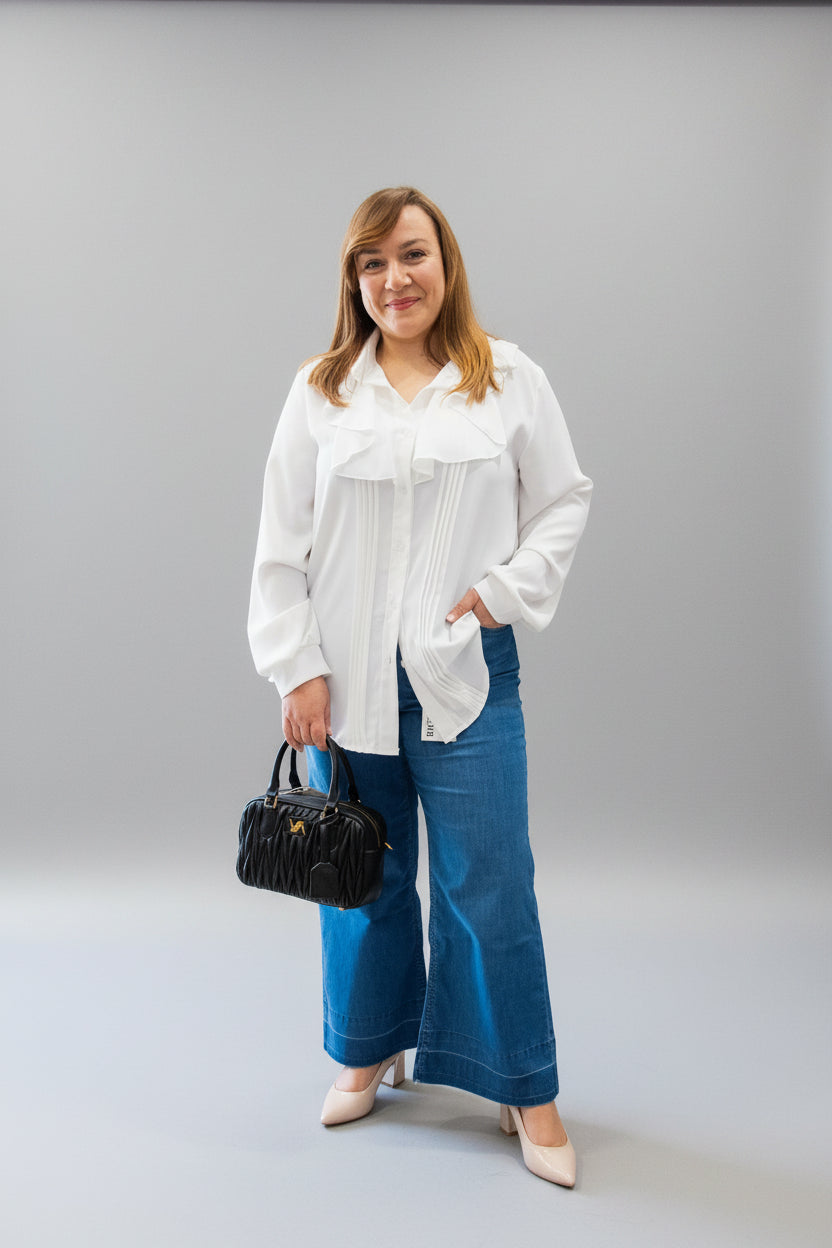 Plain shirt with ruffles