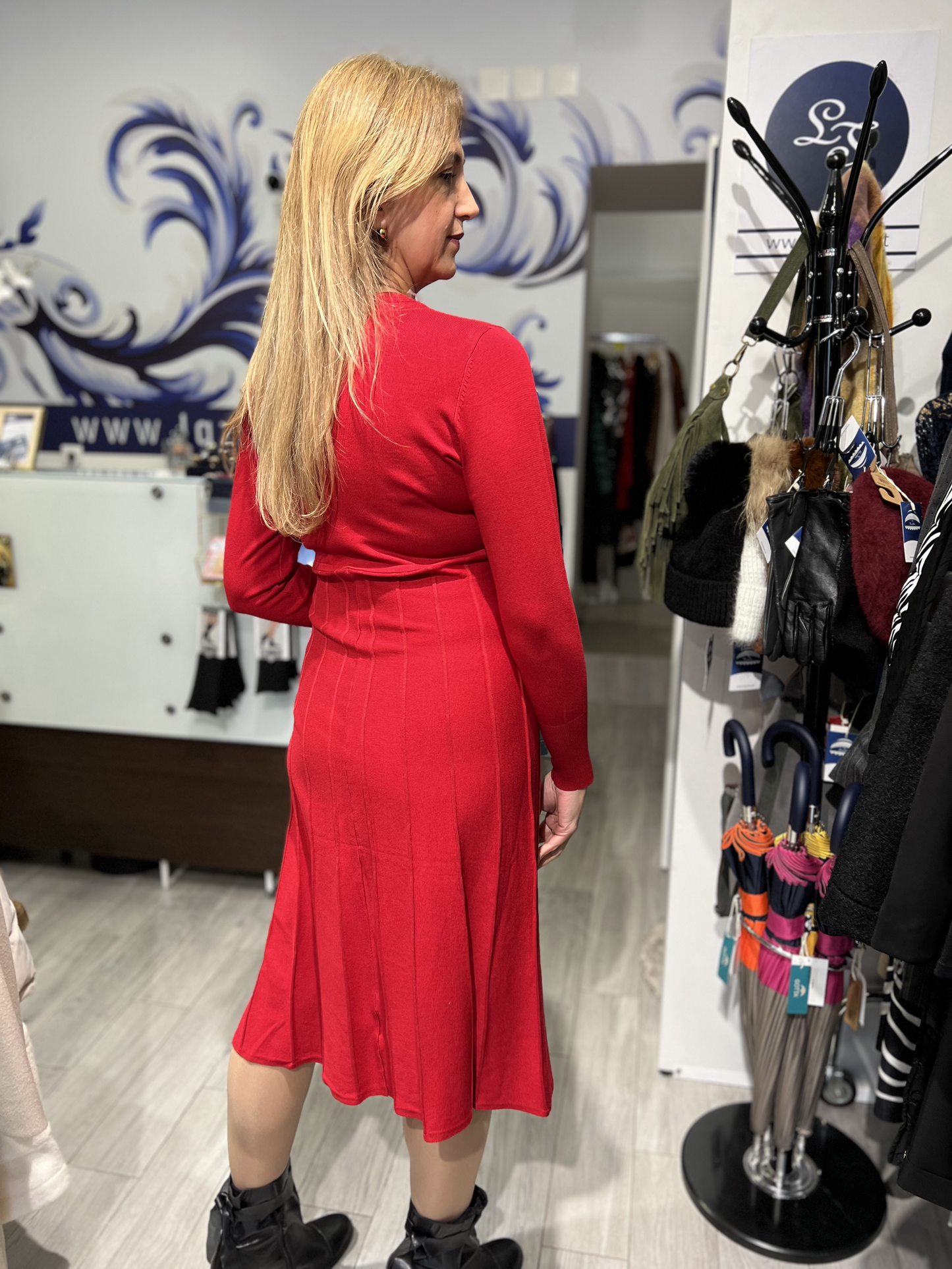 Vestido midi liso de malha Ref. 115931