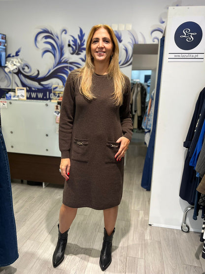 Vestido midi liso de Lã Ref. 251613