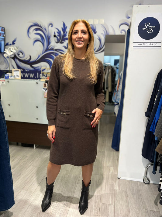 Vestido midi liso de Lã Ref. 251613