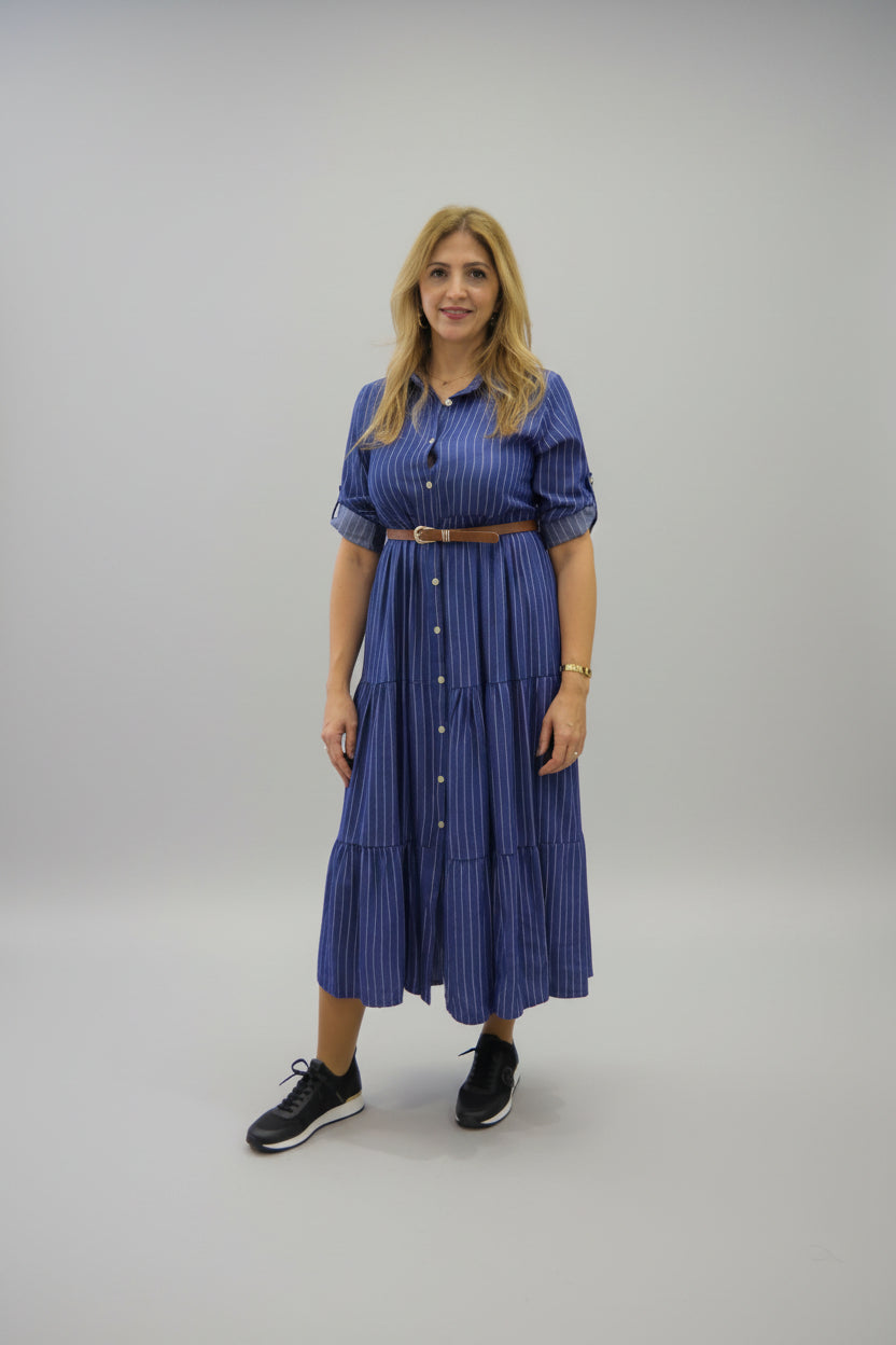 Pinstriped shirt dress