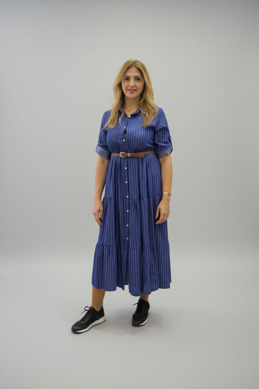 Pinstriped shirt dress