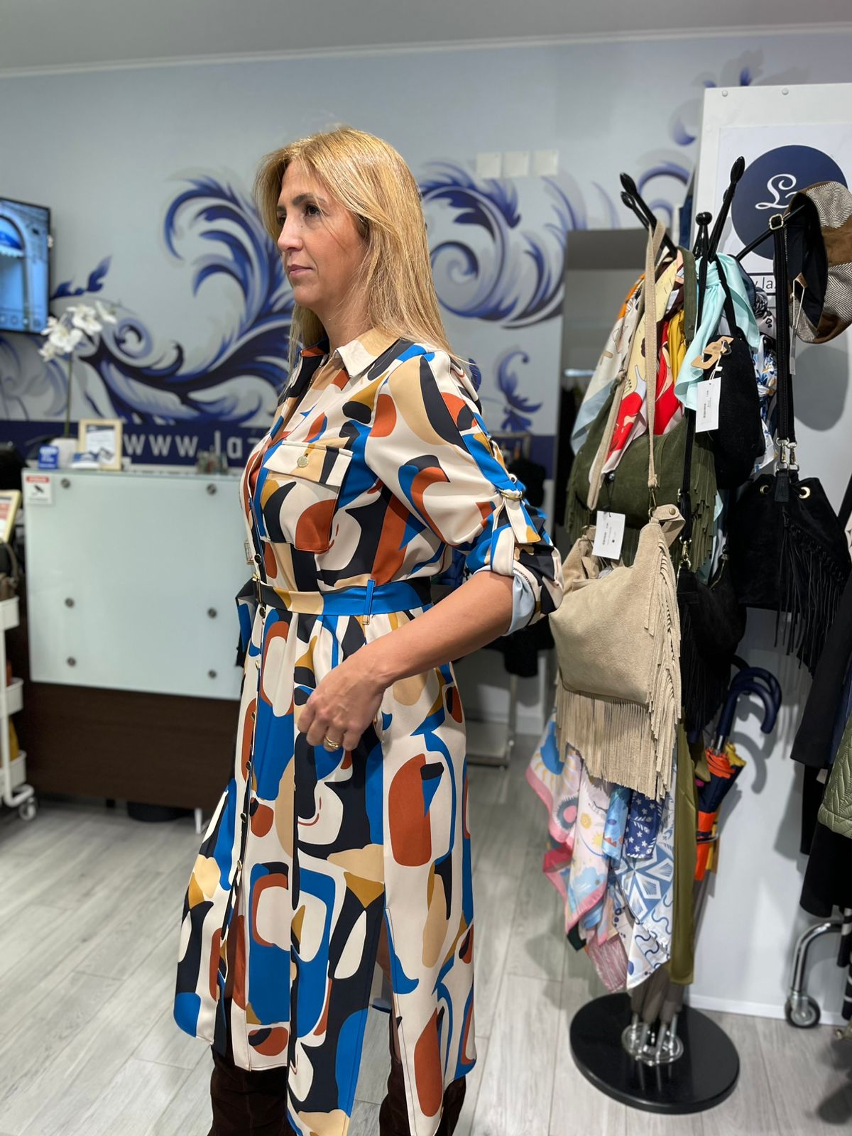 Vestido camiseiro com padrão Ref. 369530