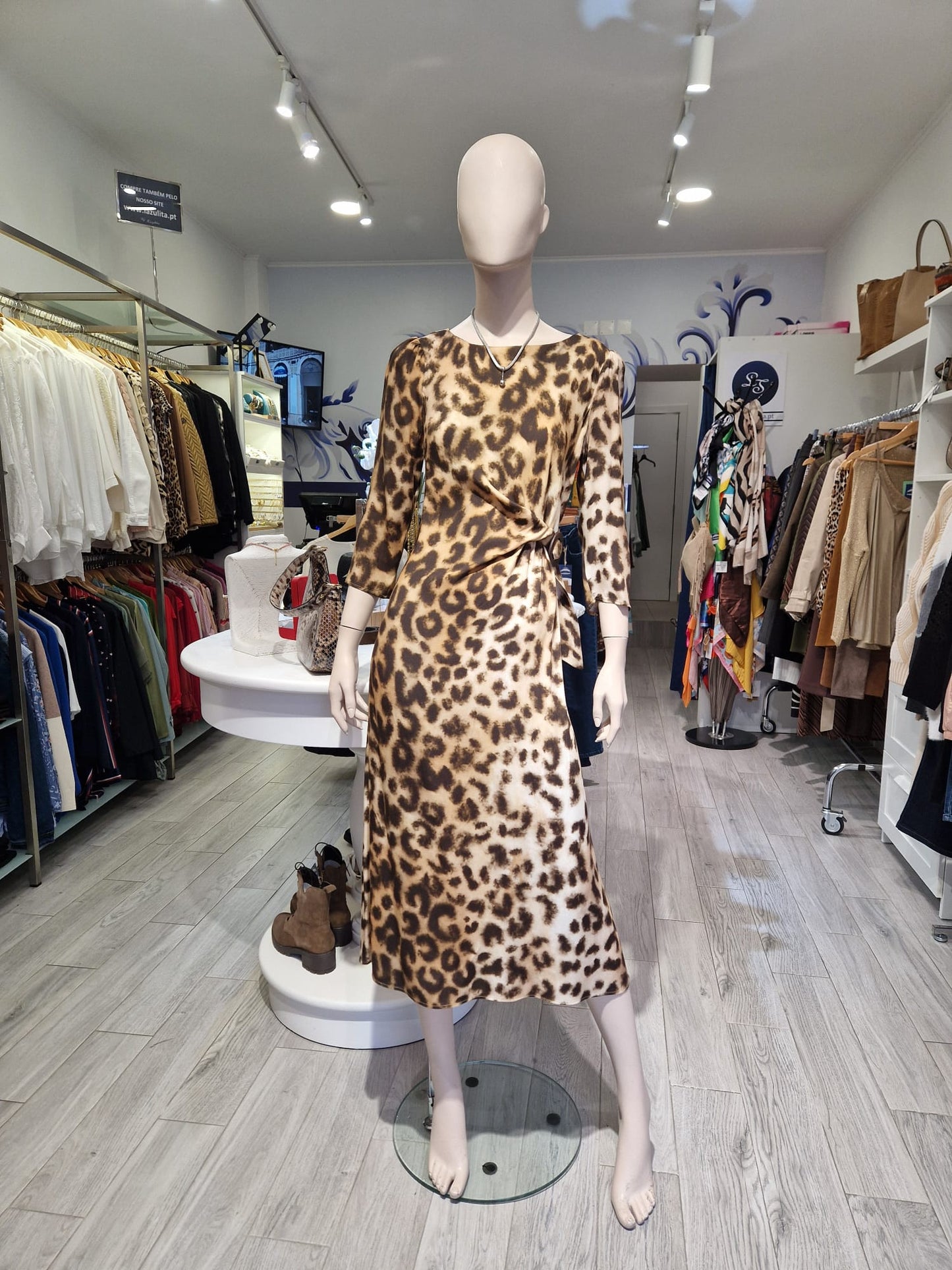 Vestido midi com padrão Ref.3061339