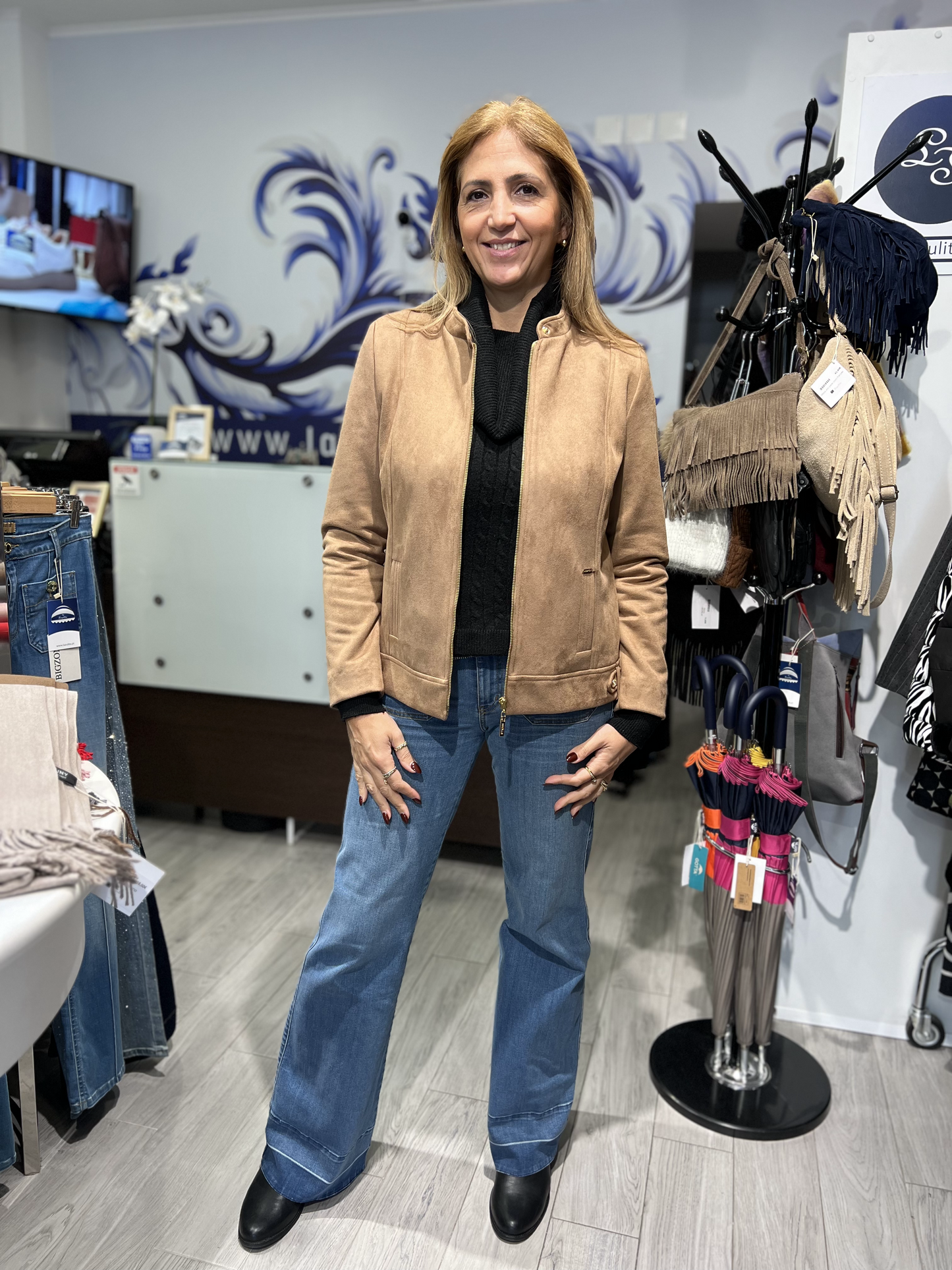 Casaco liso de suede Ref. 376820