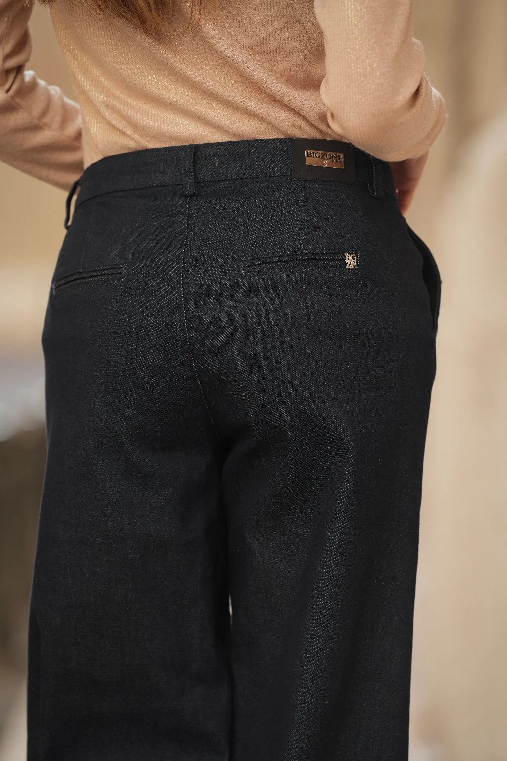 Calça de ganga wide leg cropped