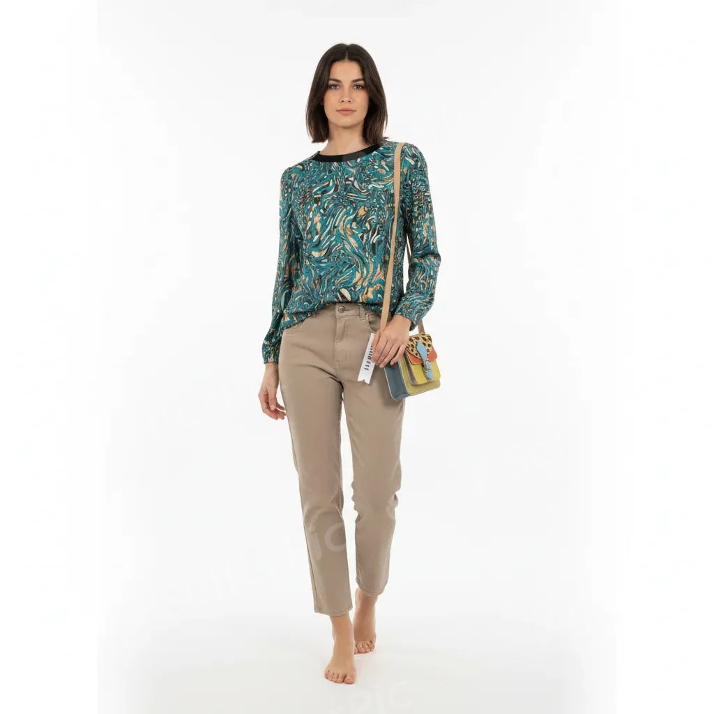 Camel twill mom fit trousers