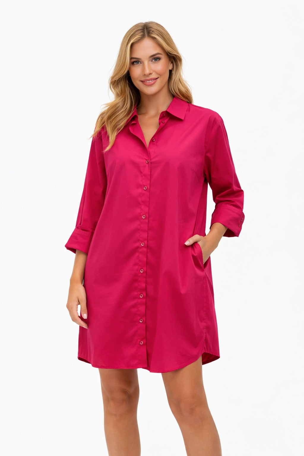 Vestido curto camiseiro liso
