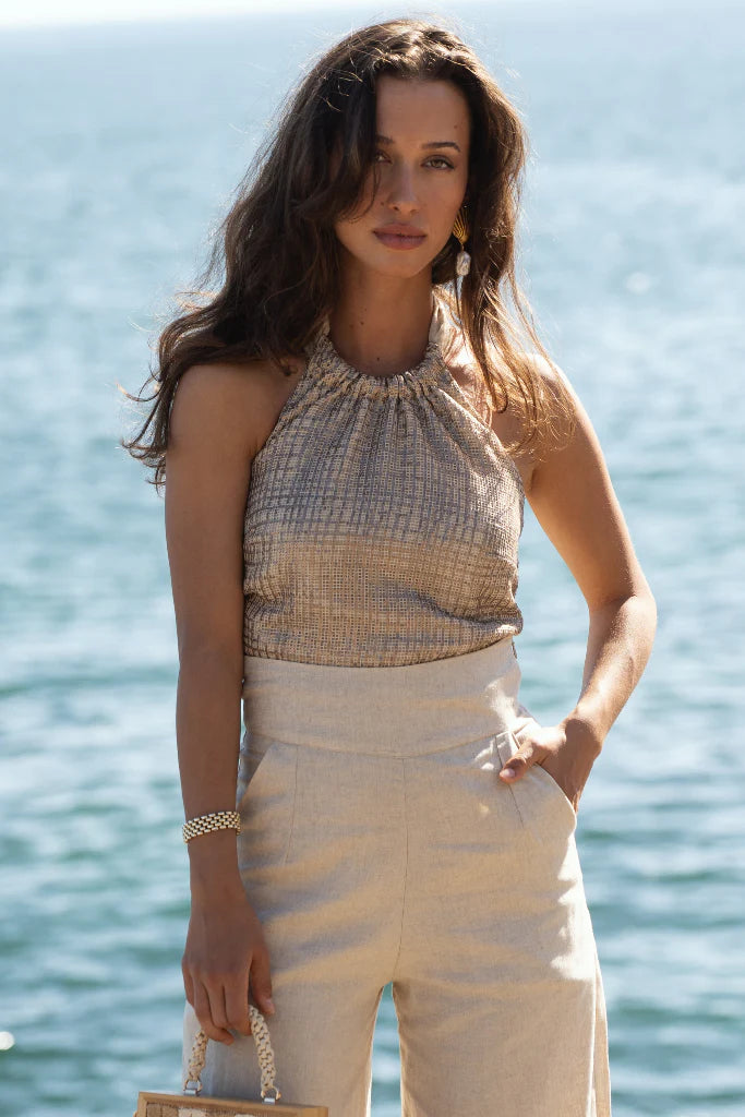 Linen sequinned top Ref. 250901
