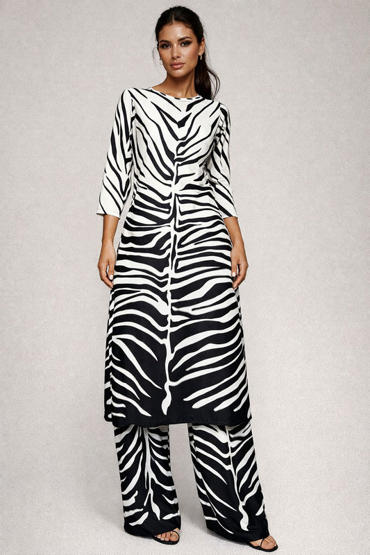 Patterned tunic and trousers set