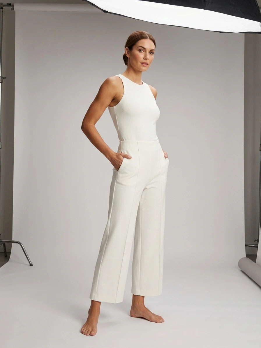 Calça pantalona lisa